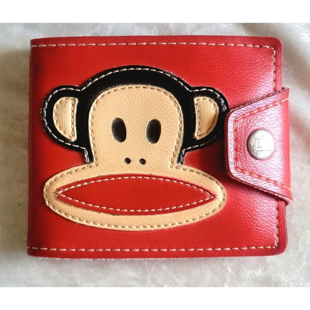 Vtg 90s Paul Frank Garage Era Red Vinyl Snap Wallet Julius Monkey MADE In USA
